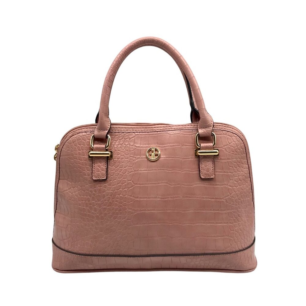 Giani Bernini Dusty Pink Croc Embossed Faux Leather Dome Satchel
